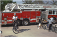 bike patrol by fire truck