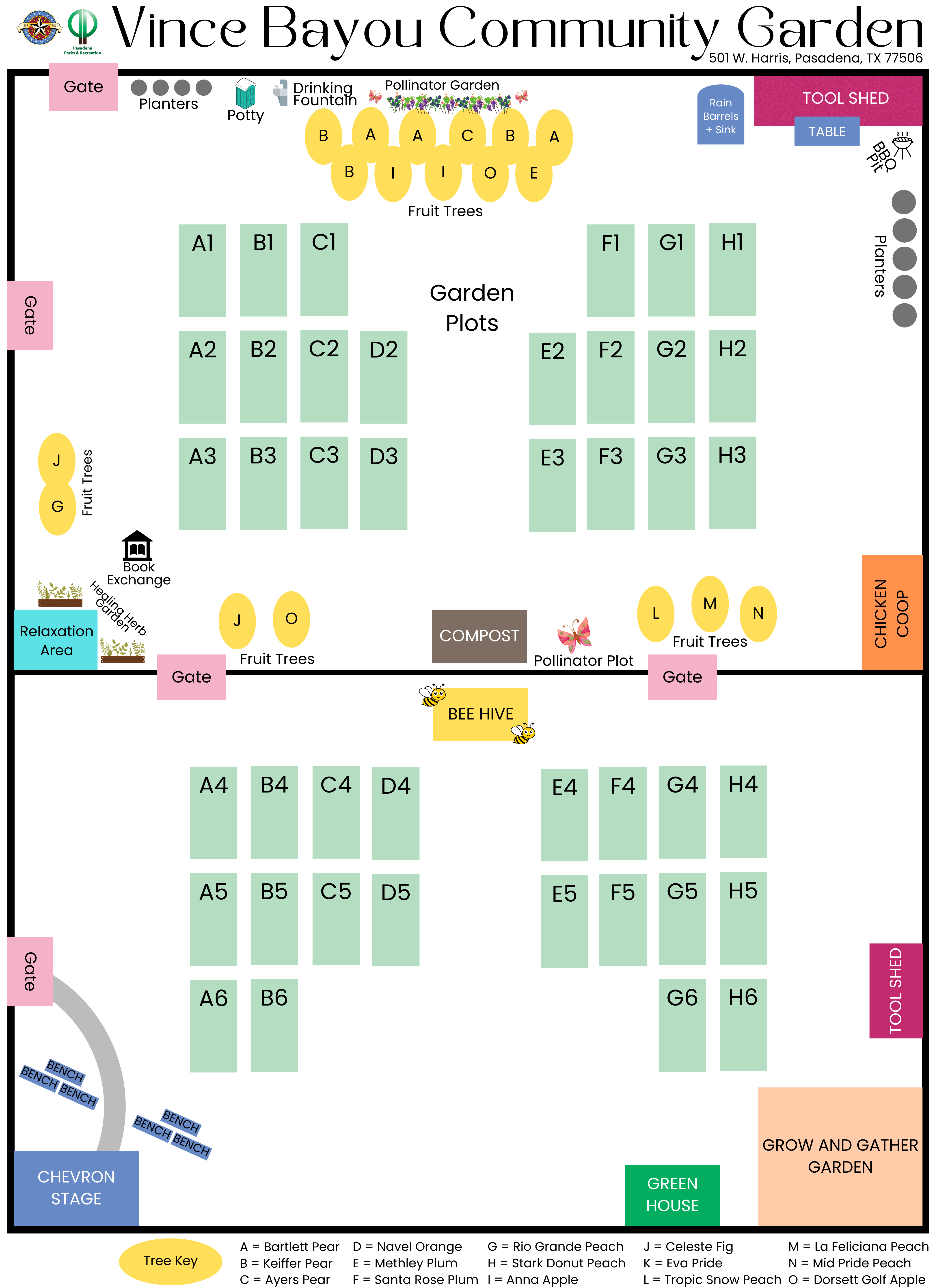 Vince Bayou Community Garden Updated Map 